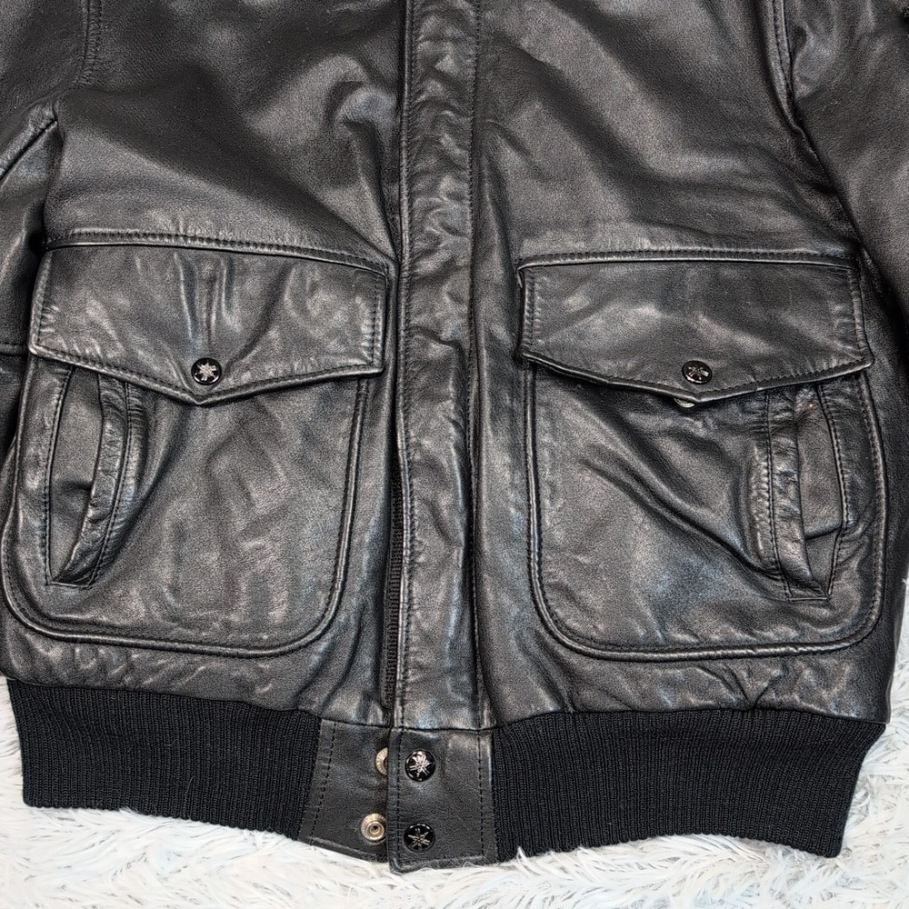 Vintage Yamaha Jacket Mens 38 Black Leather Softshell Moto Elbow Padded Zip Up - Picture 10 of 16